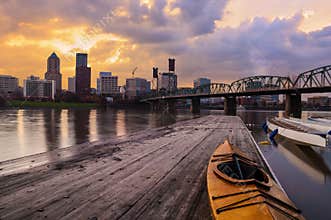 Sunset Landscape of Portland, Oregon, USA.