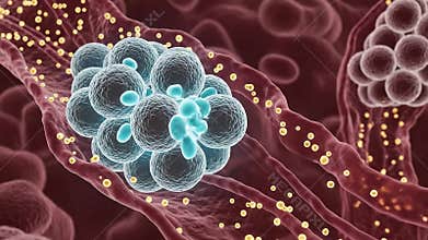 Microscopic View of Bacterial Infection Spreading Through Bloodstream Cells Animated Medical Science