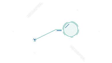 Animated element of infographics - striped circle callout with bent side line