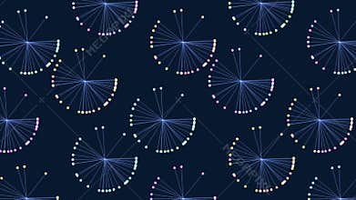 Spinning glowing dots in shades of blue and purple