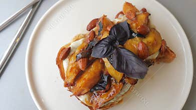 Pastry with Caramelized Fruit and Almonds.