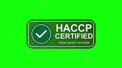 Green Rectangular HACCP Certified Food Safety System Badge on Green Background
