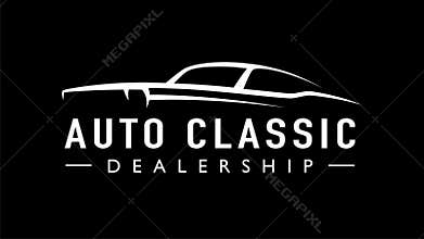 Classic American concept style sports muscle car auto logo silhouette
