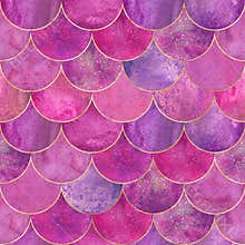 Mermaid fish scale wave japanese seamless pattern