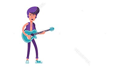 Musician plays guitar. Animation looped