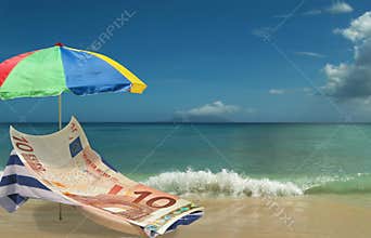 Euro is resting & enjoying on paradise beach.
