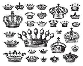 Set of antique crowns (vector)