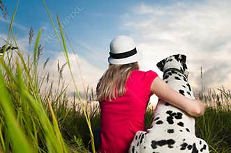 Young woman with her dog pet