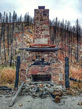 Stone Hearth And Chimney After A Wildfire