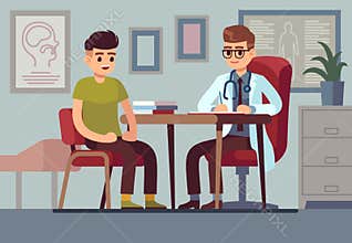 Patient in doctor office. Healthcare hospital physician medical help consultation diagnosis treatment health patients