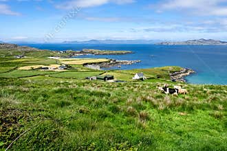 Landscape view in West Kerry, Beara peninsula in Ireland