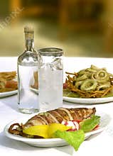 Sea food with ouzo