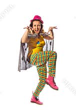 Woman animator in fany suit preparing for engaged with children