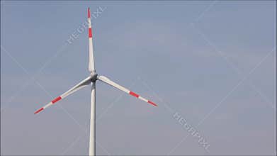 A wind turbine that turns