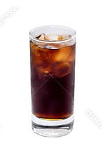 Glass of Coke cocktai ice cubes isolated