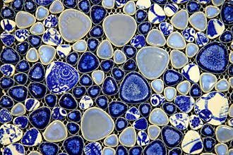 Blue and white ceramic tile
