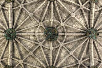 Ribbed ceiling of Jeronimos Monastery Church of Santa Maria in Lisbon