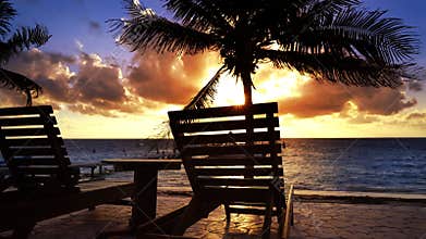 Caribbean sunrise in Mayan Riviera of Mexico