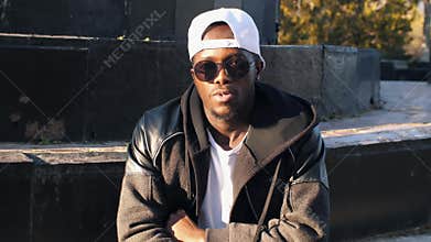 Portrait of afro man at the steet