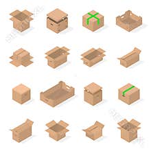 Set of cardboard boxes in 3d, vector illustration.