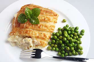 Fish pie with peas