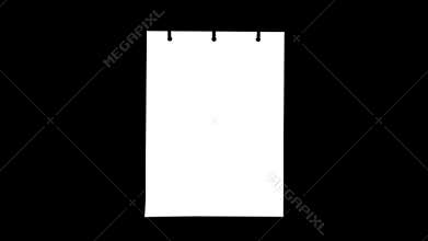 Notepad with a Turning Page on a Green Background, seamless looping 3d Animation, 4K. Use blur for UV-Pass for more