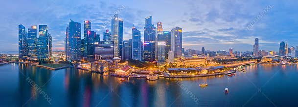 Singapore Business District Aerial View