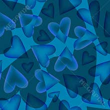 Seamless pattern with silhouettes colorful transparent hearts