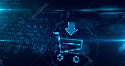 Internet shopping icon with cart loop