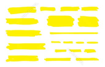 Highlight marker line. Brush pen underline stroke, yellow hand drawn color graphic shape. Vector permanent marker