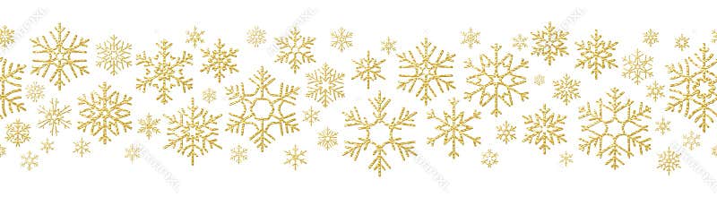 Merry Christmas holiday decoration effect. Golden snowflake seamless pattern. EPS 10