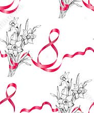8 march International Womens Day seamless pattern for gift paper.