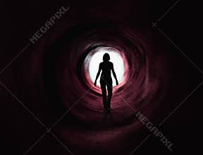 Walk into the light - paranormal - dark red tunnel