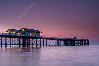 Penarth Pier, on the south Wales coast, near Cardiff, at sunrise.