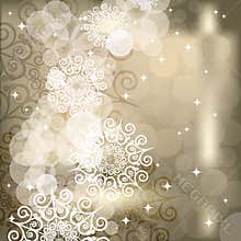 Abstract snowflake background of holiday lights