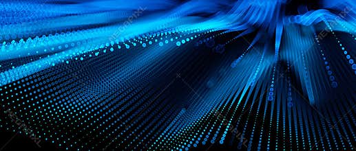 Abstract big data futuristic light wallpaper background design. Science dark pattern with structure mesh and circles