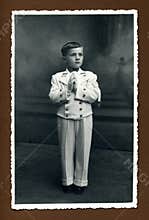 Original 1942 antique photo - first communion