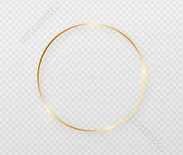 Golden border frame with light shadow and light affects. Gold decoration in minimal style. Graphic metal foil element in