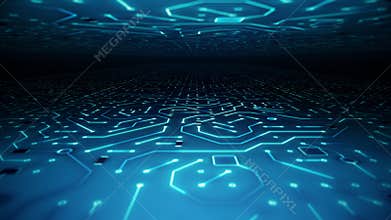 Endless Travel Through Circuitboard Environment Background Loop