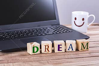Wooden cubes dream word