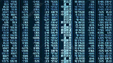 Computer-generated shot of trade results updating on Chinese stock market board