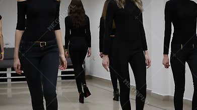 26.12.2017 Chernivtsi, Ukraine - Young models have repetition in dancing class before fashion show