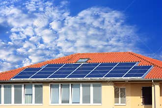 Photovoltaic solar panel on roof