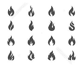Vector fire icons set grey on white