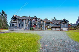 Beautiful curb appeal of a luxurious stone wedding venue