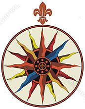 Vintage vector compass with fleur-de-lis