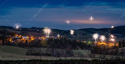 Petrovice mountain village, Czech republic at night