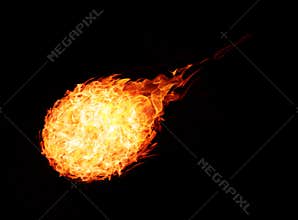 Abstract ball fire flames on black background
