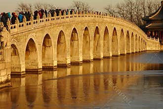 17 arch bridge sunset, China