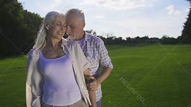 Affection and love of beautiful senior couple